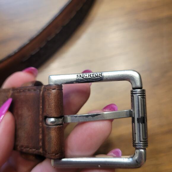 VTG 90s Brighton Two‑Tone Brown Leather Western Braided Belt Sz 38 – EUC - Picture 3 of 11